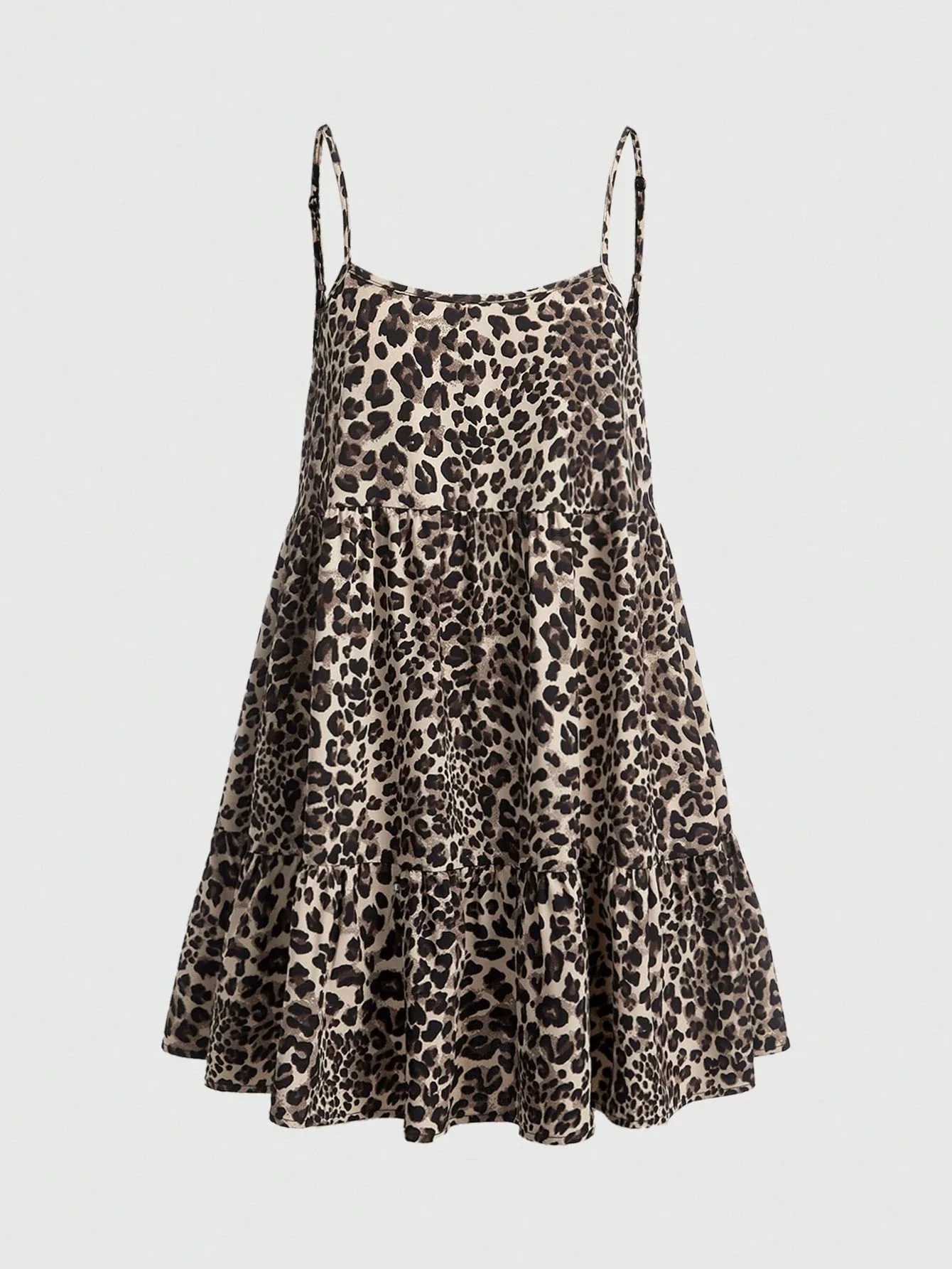 Leopard Print Tiered Mini Dress With Spaghetti Straps
Leopard Print Tiered Mini Dress With Spaghetti Straps