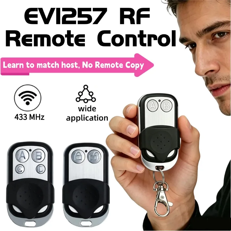 433.92MHz RF Learning Code EV1527 2/4-Button Wireless Remote Controller Metal Keychain for Garage Door Gate Opener