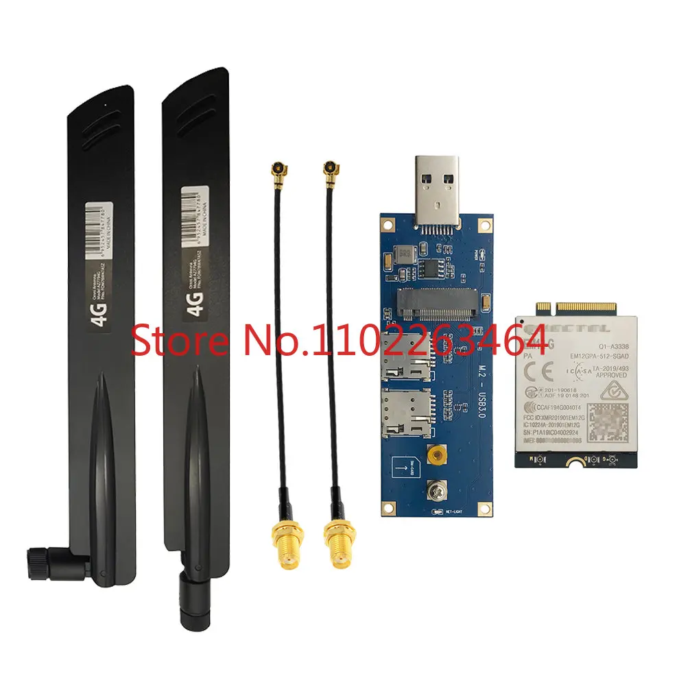 Quectel EM12-G EM12GPA-512-SGAD EM12 Cat-12 module with m.2 usb3.0 adapter/ipex4/mhf4 pigtails/38dbi 4g lte antennas in stock!
Quectel EM12-G EM12GPA-512-SGAD EM12 Cat-12 module with m.2 usb3.0 adapter/ipex4/mhf4 pigtails/38dbi 4g lte antennas in stock!