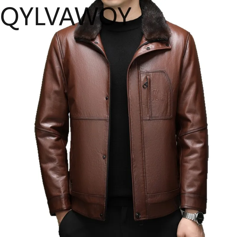 QYLVAWOY Top Layer Cowhide Real Leather Jacket Men Leather Coats Detachable Mink Fur Collar Liner Jackets for Man Lapel Jackets
QYLVAWOY Top Layer Cowhide Real Leather Jacket Men Leather Coats Detachable Mink Fur Collar Liner Jackets for Man Lapel Jackets