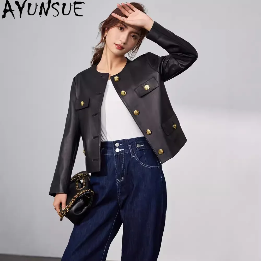 AYUNSUE 100% Real Leather Jacket Woman Autumn Sheepskin Coat for Women Clothing Fashion 2026 Short New in Coats Jaqueta De Couro
AYUNSUE 100% Real Leather Jacket Woman Autumn Sheepskin Coat for Women Clothing Fashion 2026 Short New in Coats Jaqueta De Couro
