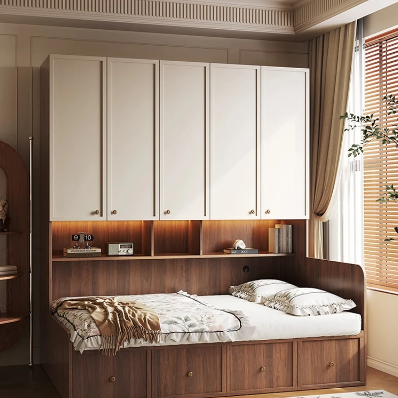 Solid wood wardrobe bed, small apartment integrated multi-functional storage bed, children's boy and girl combination bed
Solid wood wardrobe bed, small apartment integrated multi-functional storage bed, children's boy and girl combination bed