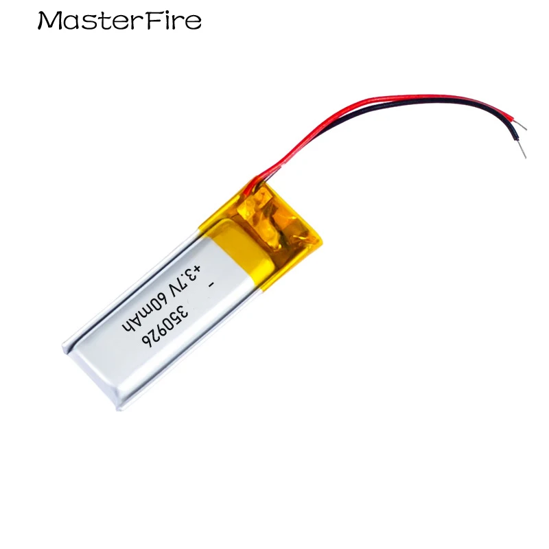 3.7V 60mah Rechargeable Lithium Polymer Battery 350926 for Smart Bracelet Bluetooth Headset Speaker Beauty Device Batteries Cell
3.7V 60mah Rechargeable Lithium Polymer Battery 350926 for Smart Bracelet Bluetooth Headset Speaker Beauty Device Batteries Cell