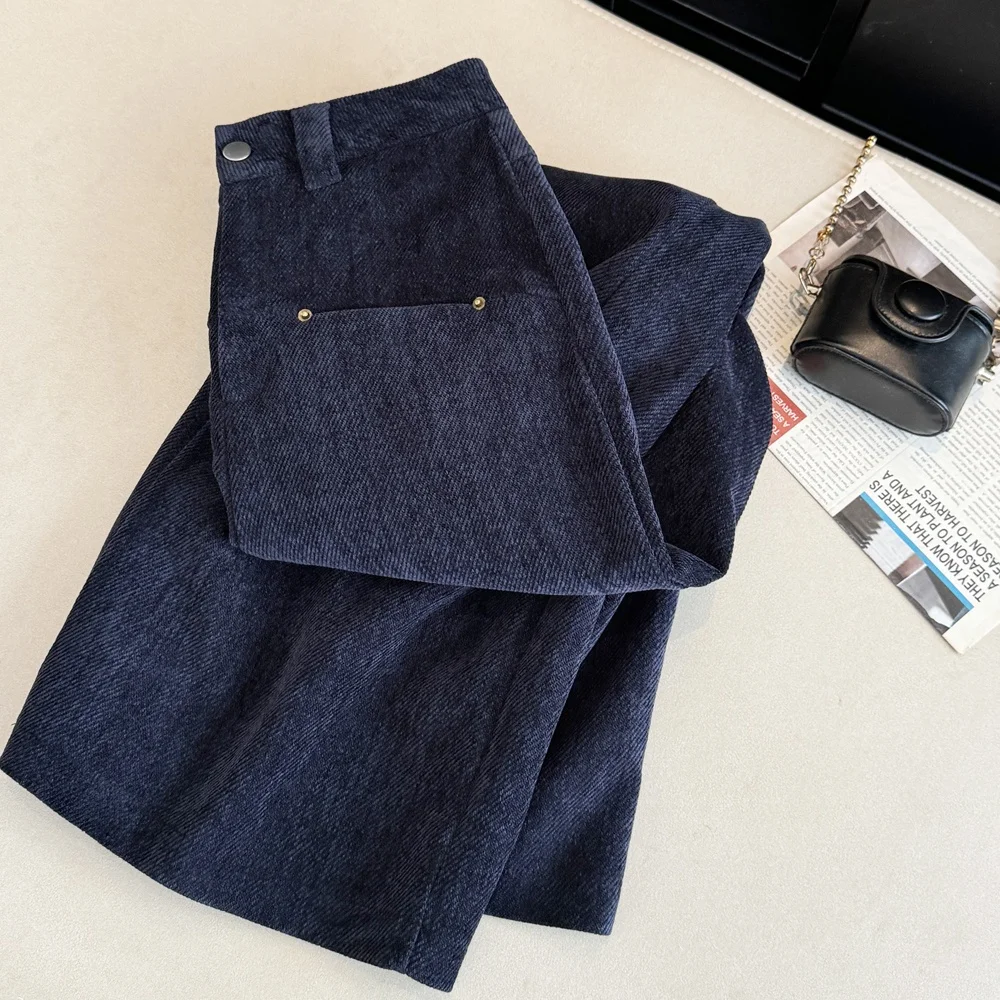 Deep Blue High Waist Straight Leg Casual Pants Women Winter Fashion Loose Slimming Wide Leg Trousers Pear Body Shape
Deep Blue High Waist Straight Leg Casual Pants Women Winter Fashion Loose Slimming Wide Leg Trousers Pear Body Shape