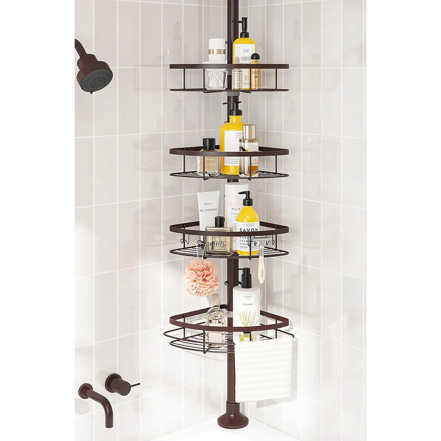 Rustproof Shower Corner Caddy Organizer for Bathroom,Tension Pole with 4 Baskets, for Bathtub Storage Rack,39.2 to 113 Inch
Rustproof Shower Corner Caddy Organizer for Bathroom,Tension Pole with 4 Baskets, for Bathtub Storage Rack,39.2 to 113 Inch