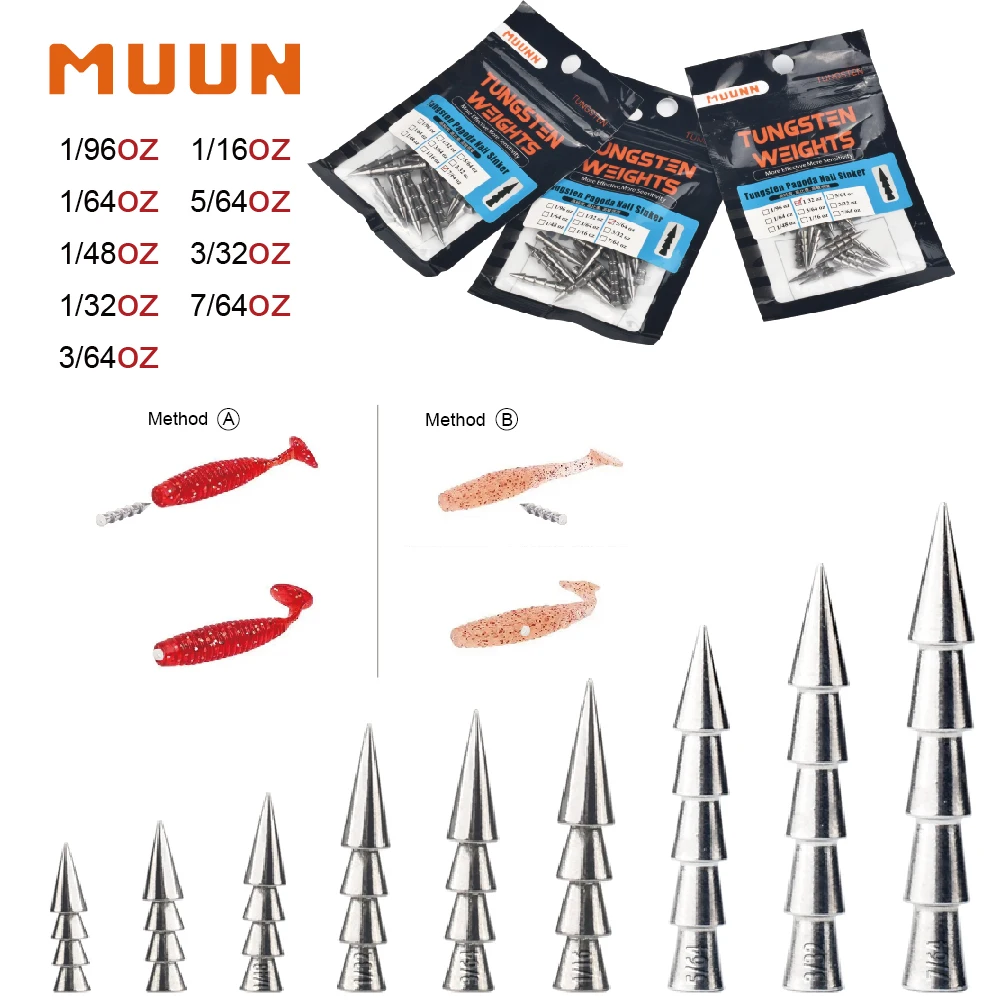 MUUNN 10/20PCS Tungsten Pagoda Nail Weight,Hideki Neko Rig Wacky Rig,Insert Soft Plastic Worm Lures,1/96-7/64OZ,Bass Hooks
MUUNN 10/20PCS Tungsten Pagoda Nail Weight,Hideki Neko Rig Wacky Rig,Insert Soft Plastic Worm Lures,1/96-7/64OZ,Bass Hooks