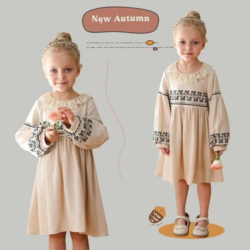 2024 Embroidered Girls Dresses Autumn Lotus Leaf Lace Collar Bubble Long Sleeves Children Girl Dress Casual Child Kids Clothing
2024 Embroidered Girls Dresses Autumn Lotus Leaf Lace Collar Bubble Long Sleeves Children Girl Dress Casual Child Kids Clothing