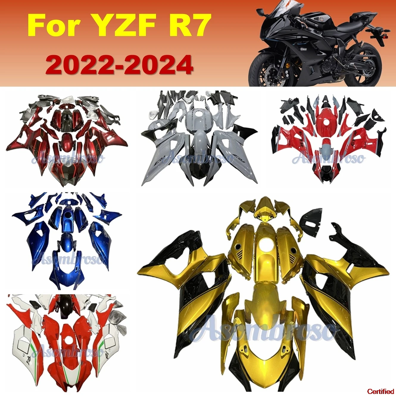 New Full Fairing Kit For YZFR7 2021 2022 2023 2024 yzf-r7 Motorcycle Fairings yzf r7 gold Black Bodywork set
New Full Fairing Kit For YZFR7 2021 2022 2023 2024 yzf-r7 Motorcycle Fairings yzf r7 gold Black Bodywork set