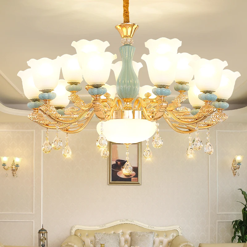 New European-Style Ceramic Glass Chandelier Living Room Dining Room Bedroom Villa And Home Use Luxury Crystal Lighting Fixture
New European-Style Ceramic Glass Chandelier Living Room Dining Room Bedroom Villa And Home Use Luxury Crystal Lighting Fixture
