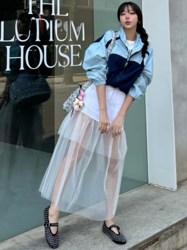 Korean Style Fairy Mesh Splice A-Line Skirt High Waist Women's Design Versatile Half Body Skirt Trendy Sweet Embroidery
Korean Style Fairy Mesh Splice A-Line Skirt High Waist Women's Design Versatile Half Body Skirt Trendy Sweet Embroidery