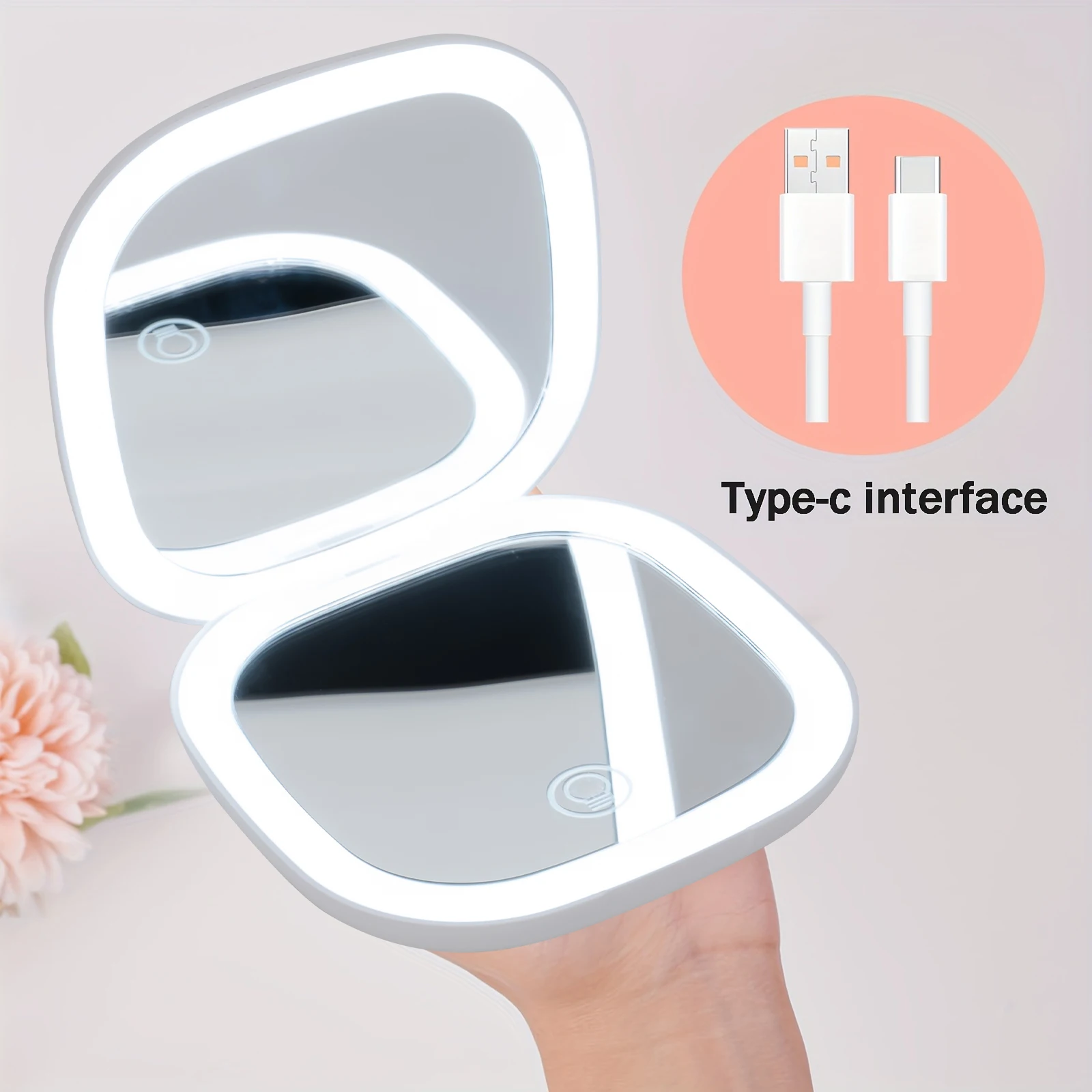 2 Face Sides Touch Compact Led 3 Colors Mini Foldable Cosmetic Charge Makeup Mirror With Light 5X Magnifying Compact Handheld
2 Face Sides Touch Compact Led 3 Colors Mini Foldable Cosmetic Charge Makeup Mirror With Light 5X Magnifying Compact Handheld