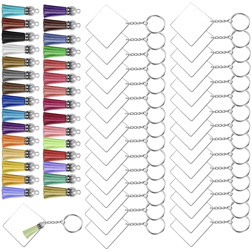 1set Acrylic DIY Keychain Pendant Material Square Pendant Accessories Tassel Decor Keychain Elastic Sewing
1set Acrylic DIY Keychain Pendant Material Square Pendant Accessories Tassel Decor Keychain Elastic Sewing