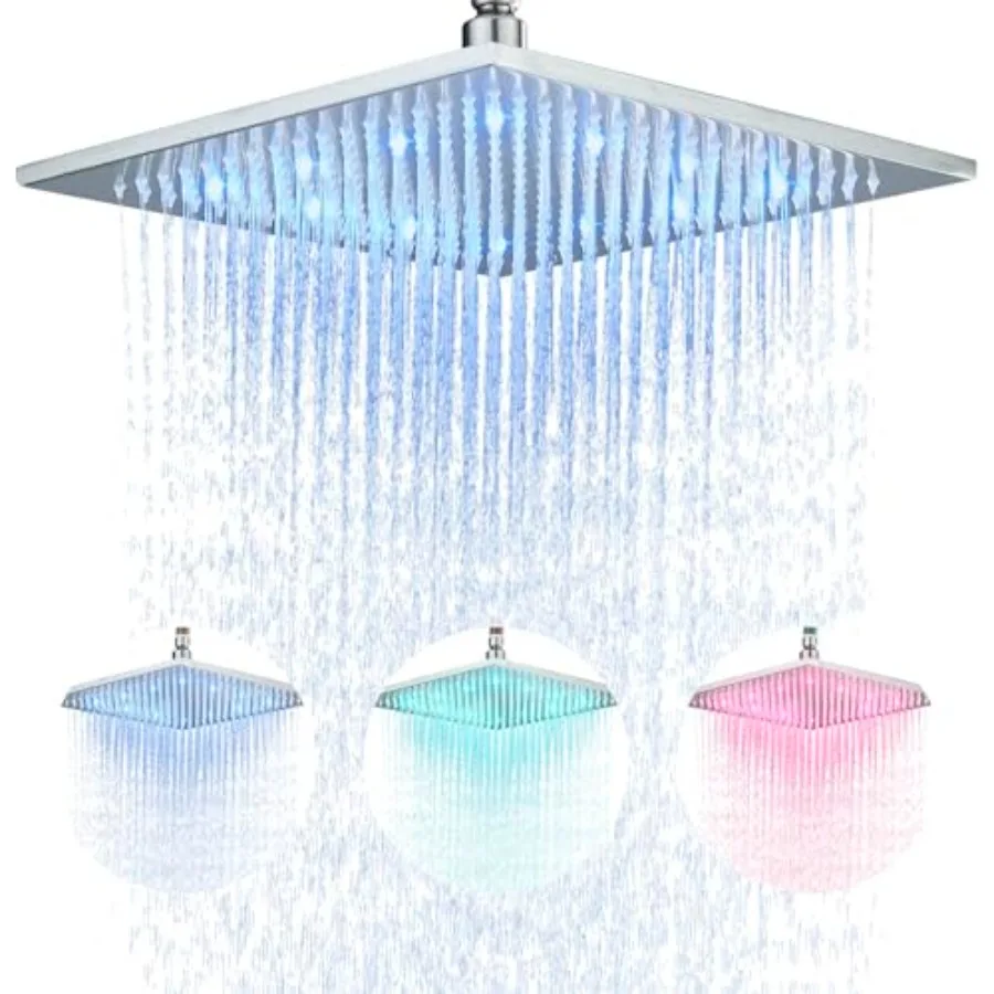 12" LED Square Rainfall Shower Head Top Sprayer Shower Head Wall/Ceiling Mounted
12" LED Square Rainfall Shower Head Top Sprayer Shower Head Wall/Ceiling Mounted