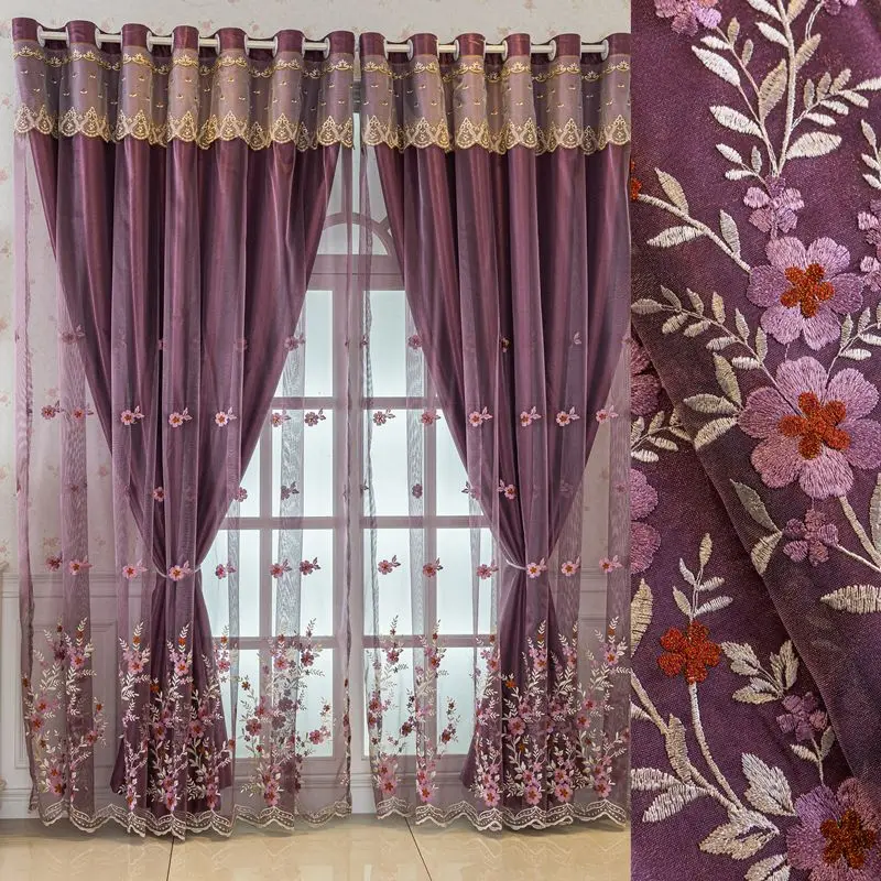 Luxury Embroidered Blackout Curtain for Bedroom Living Room European Double Layer Curtain Drapes with Floral Pattern
Luxury Embroidered Blackout Curtain for Bedroom Living Room European Double Layer Curtain Drapes with Floral Pattern