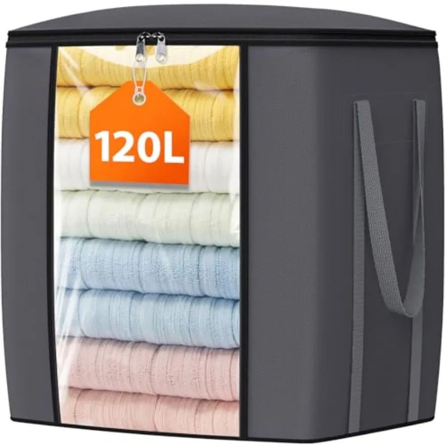 120L Extra Large Clothes Storage Bags, Foldable Blanket Storage and Organization, Thick Fabric Containers with Reinforced Handl
120L Extra Large Clothes Storage Bags, Foldable Blanket Storage and Organization, Thick Fabric Containers with Reinforced Handl