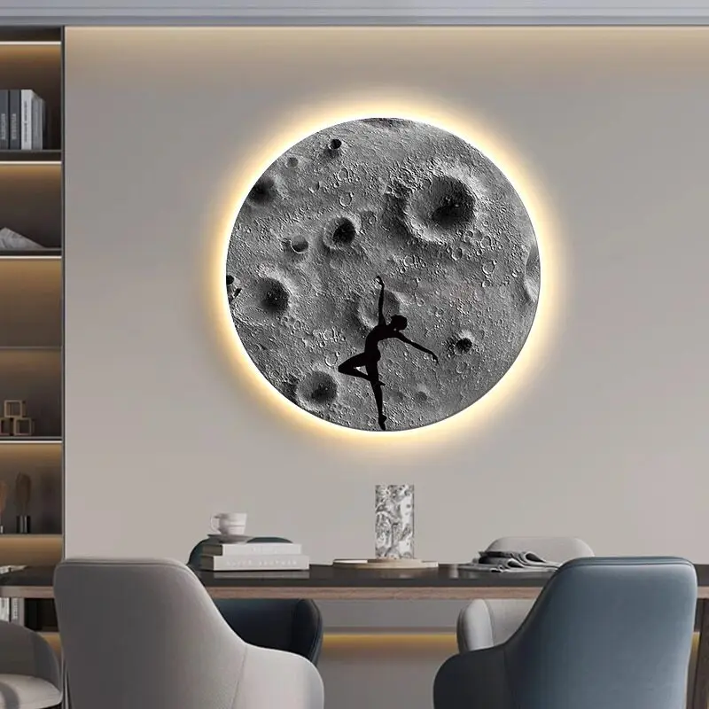 Lunar circular living room entrance wall decoration painting LED luminous mural bedroom sandstone texture small night light
Lunar circular living room entrance wall decoration painting LED luminous mural bedroom sandstone texture small night light