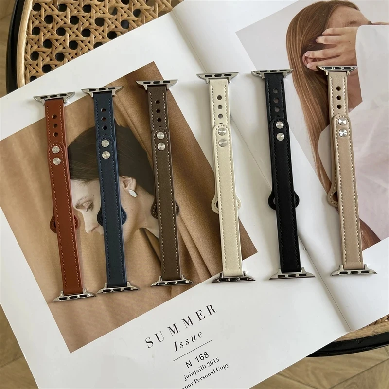 Ремешок с двумя гвоздиками для Apple Watch Band 38 мм 40 мм 42 мм 44 мм 41 мм 45 мм, тонкий кожаный браслет для iwatch Series 7 6 5 4 3 2 se
Ремешок с двумя гвоздиками для Apple Watch Band 38 мм 40 мм 42 мм 44 мм 41 мм 45 мм, тонкий кожаный браслет для iwatch Series 7 6 5 4 3 2 se