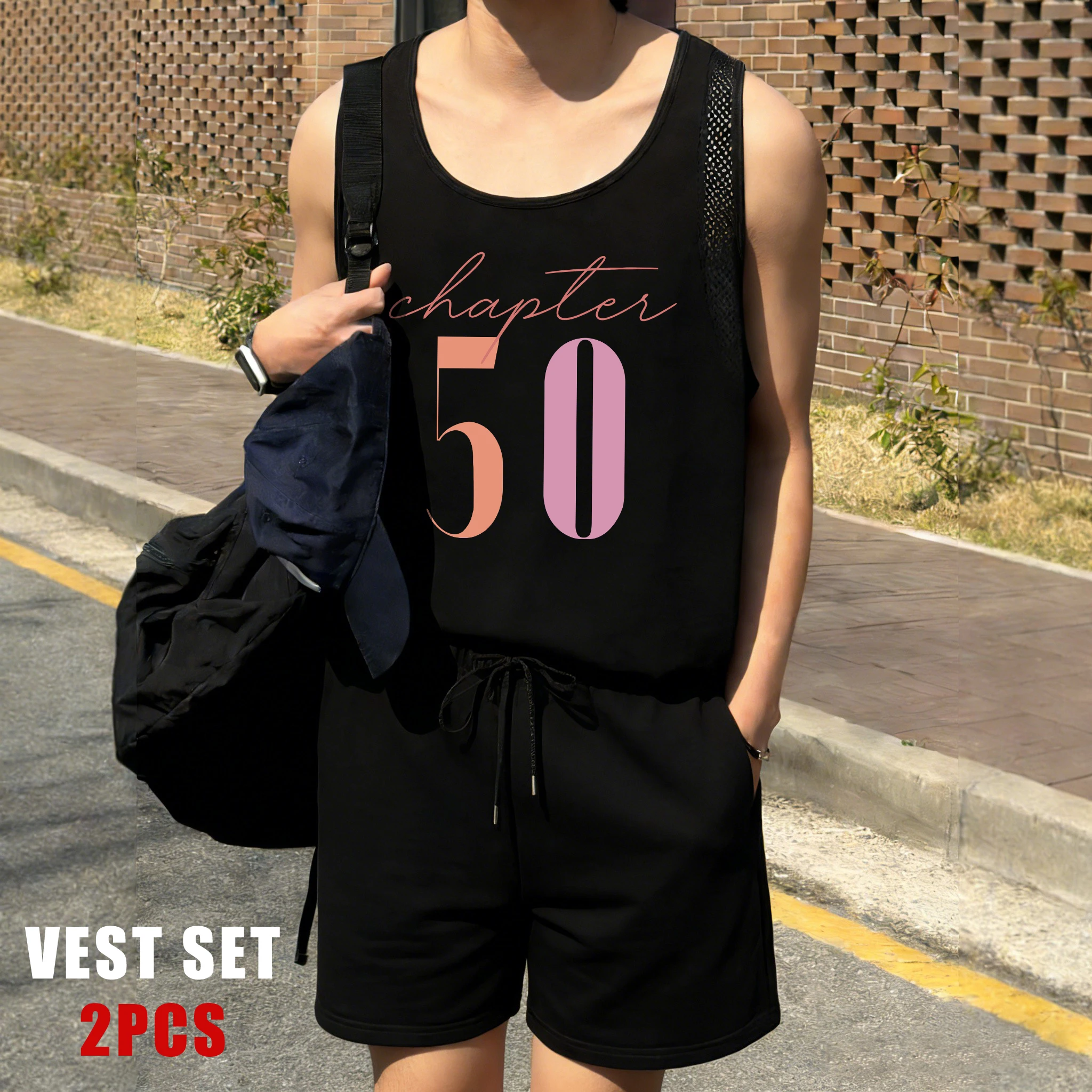 Chapter 50 Art Letter Print Male Reticular Vest Suit O-Neck Clothing All-Match Sport Shorts Unisex Fashion Sleeveless Tank
Chapter 50 Art Letter Print Male Reticular Vest Suit O-Neck Clothing All-Match Sport Shorts Unisex Fashion Sleeveless Tank