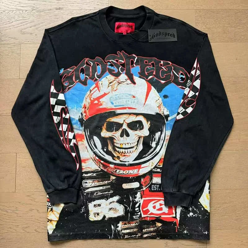 25SS Godspeed T-shirts Retro Skull Racing Driver Street City Casual Plus Size Men Long Sleeve T Shirt
25SS Godspeed T-shirts Retro Skull Racing Driver Street City Casual Plus Size Men Long Sleeve T Shirt