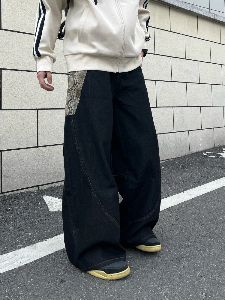 Forseven American Retro Bla Denim Pants Men's Women's Wide Leg Pants Snake Skin Pattern Trendy High Waist Straight Tube
Forseven American Retro Bla Denim Pants Men's Women's Wide Leg Pants Snake Skin Pattern Trendy High Waist Straight Tube