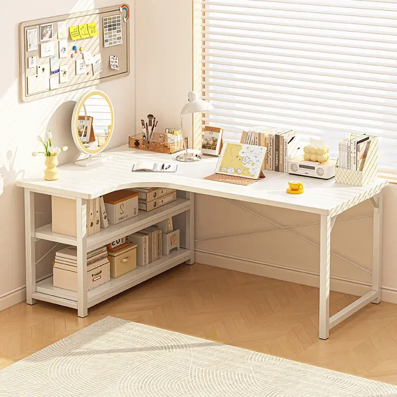 Computer desk household student bedroom corner learning writing desk cream wind L-shaped corner bookshelf integrated
Computer desk household student bedroom corner learning writing desk cream wind L-shaped corner bookshelf integrated