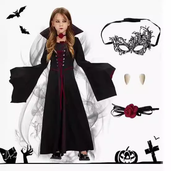 2024 New Halloween Children's Witch Costume Cross-border Role Playing Vampire Stage Performance Clothes
2024 New Halloween Children's Witch Costume Cross-border Role Playing Vampire Stage Performance Clothes