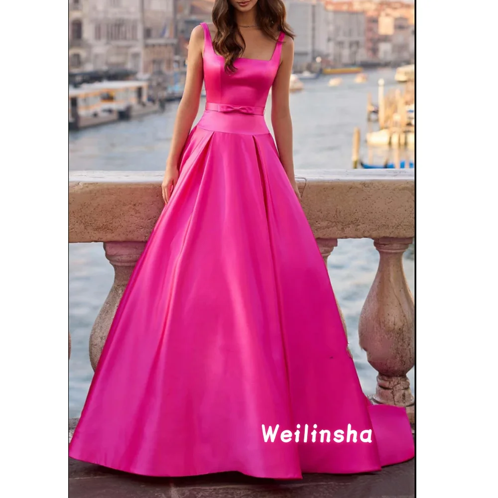 Customized Square A-Line Bow Satin Evening Dresses Formal Gown Pearls Formal Prom Dress Customized
Customized Square A-Line Bow Satin Evening Dresses Formal Gown Pearls Formal Prom Dress Customized