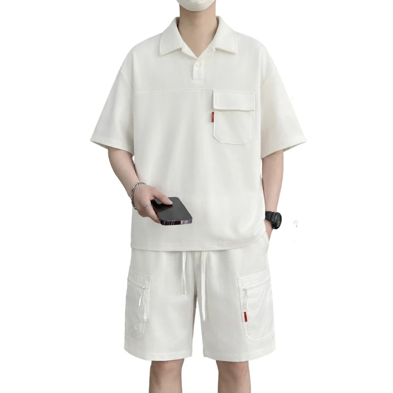 【Short Top + 5-Point Shorts】Men's T-Shirt Set Summer Fashion Solid Color Waffle Knit Simple Versatile Comfortable Two-Piece Suit
【Short Top + 5-Point Shorts】Men's T-Shirt Set Summer Fashion Solid Color Waffle Knit Simple Versatile Comfortable Two-Piece Suit