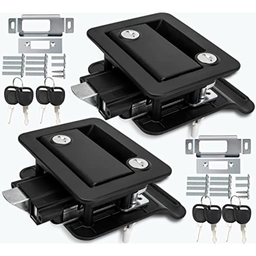RV Camper Door Latch Lock, 100 Metal, Black, Replacement Kit for Travel Trailers, Fits 2.75x3.75 Door Lock Hole, 2 Pack with 8
RV Camper Door Latch Lock, 100 Metal, Black, Replacement Kit for Travel Trailers, Fits 2.75x3.75 Door Lock Hole, 2 Pack with 8