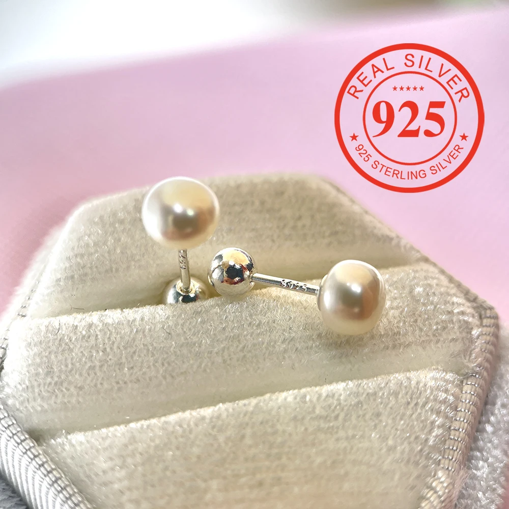 Real 925 Sterling Silver Bread-type Natural Freashwater Pearl Screw Back Stud Earrings For Women Girls Piercing Jewelry
Real 925 Sterling Silver Bread-type Natural Freashwater Pearl Screw Back Stud Earrings For Women Girls Piercing Jewelry