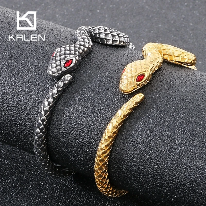 KALEN Stainless Steel Red Rhinestones Eyes Snake Bangle For Men Women Punk Vintage Animal Accessory Trendy Party Jewelry Gift
KALEN Stainless Steel Red Rhinestones Eyes Snake Bangle For Men Women Punk Vintage Animal Accessory Trendy Party Jewelry Gift
