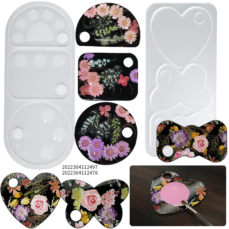 DIY Multi-color Cosmetic Plate Silicone Mold Hand-held Palette Crystal Epoxy Resin Mold For Makeup Drawing DIY Accessories
DIY Multi-color Cosmetic Plate Silicone Mold Hand-held Palette Crystal Epoxy Resin Mold For Makeup Drawing DIY Accessories