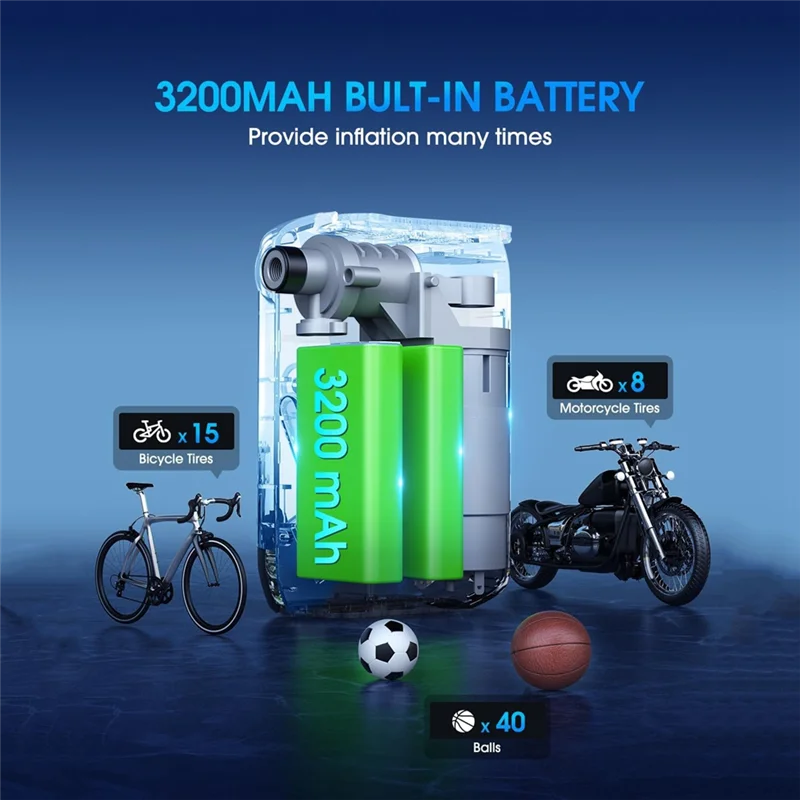 Electric Bicycle Tire Pump, Portable Mini Pump For Motorcycle Tire Inflator With Presta Schrader Valve For Basketball
Electric Bicycle Tire Pump, Portable Mini Pump For Motorcycle Tire Inflator With Presta Schrader Valve For Basketball