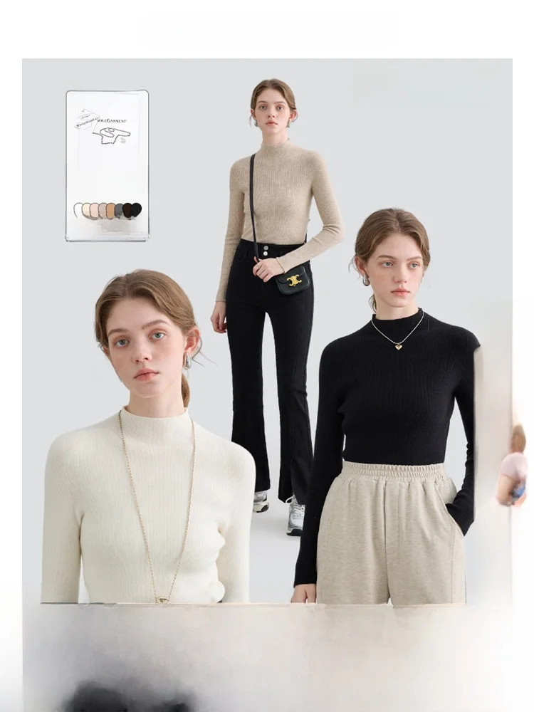 VEGA CHANG Women's Thickened Warm Slim Fit Knitted Sweater Pure Color Base Shirt Autumn Winter New Style Half High round Neck
VEGA CHANG Women's Thickened Warm Slim Fit Knitted Sweater Pure Color Base Shirt Autumn Winter New Style Half High round Neck