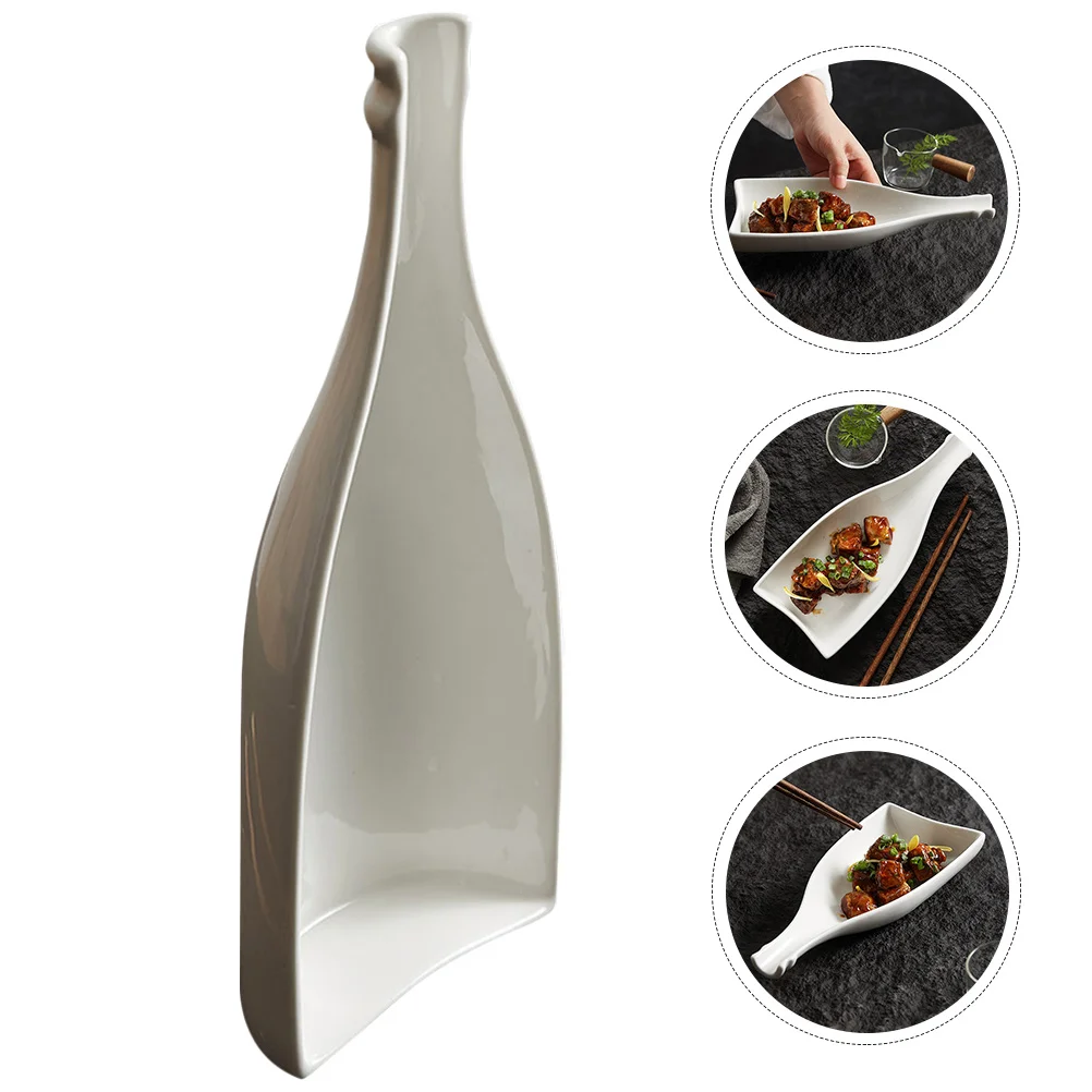 Wine Bottle Shape Ceramic Plate Fine Polished Food Dish for Dinner Tableware and Entertaining Bottle-Shaped Plate
Wine Bottle Shape Ceramic Plate Fine Polished Food Dish for Dinner Tableware and Entertaining Bottle-Shaped Plate