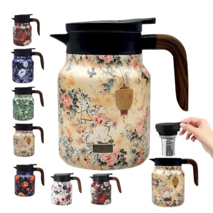 Vintage Floral Pattern Tea Pots Built-in Infuser, Vintage Floral Teapot with Built In Infuser Stainless Steel Thermal Carafe wi
Vintage Floral Pattern Tea Pots Built-in Infuser, Vintage Floral Teapot with Built In Infuser Stainless Steel Thermal Carafe wi