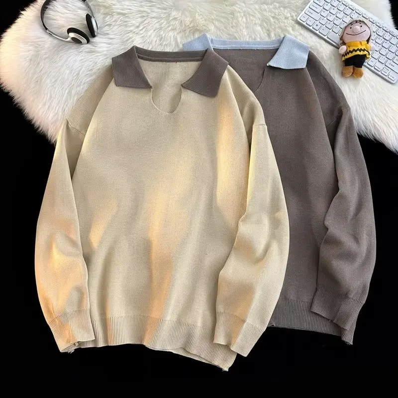 Мужской вязаный свитер свободного кроя с воротником, осенне-зимний, больших размеров, 250 Pou, цветной, базовый слой, модный уличный стиль, топ
Мужской вязаный свитер свободного кроя с воротником, осенне-зимний, больших размеров, 250 Pou, цветной, базовый слой, модный уличный стиль, топ