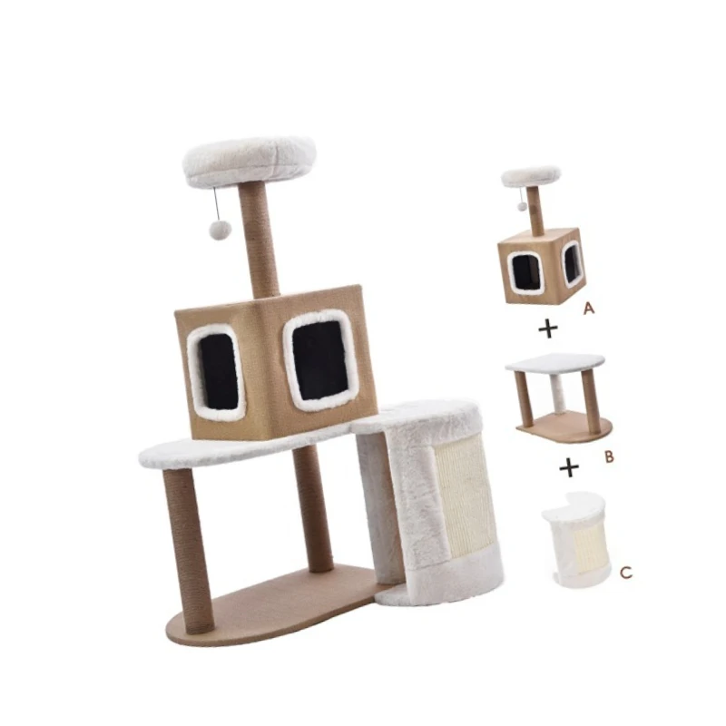 Cat Tree Tower with Multi Level Platforms Condo and Scratching Posts Combination Design 
Cat Tree Tower with Multi Level Platforms Condo and Scratching Posts Combination Design