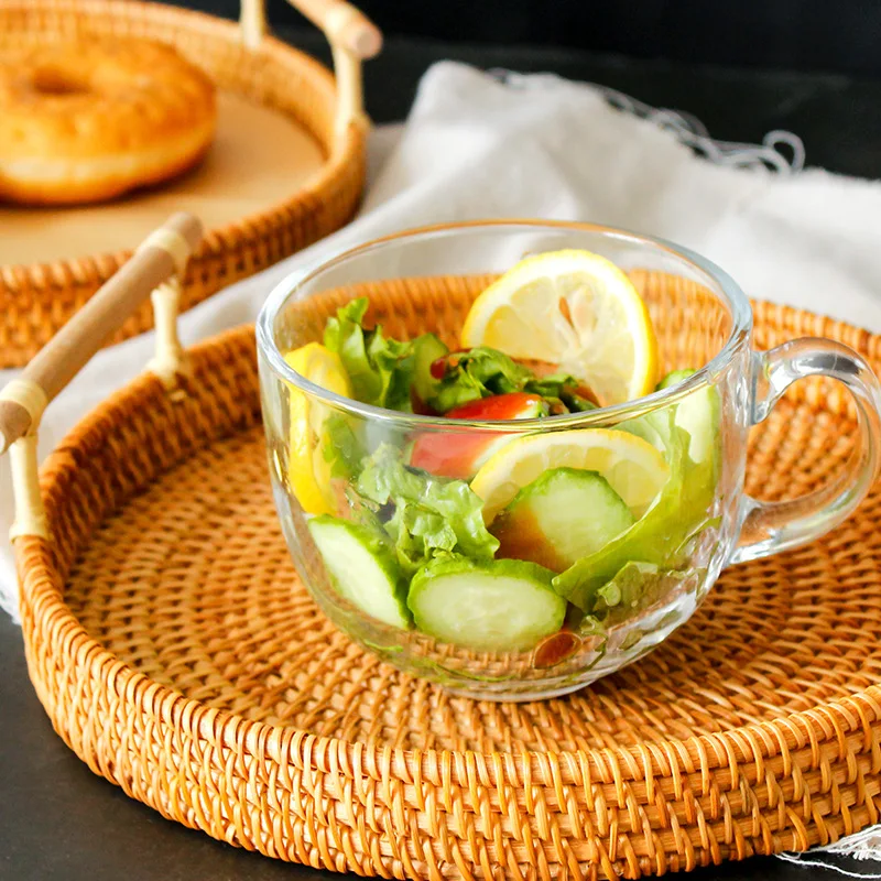 Storage Tray With Wooden Handle Handwoven Rattan Round Wicker Basket Bread Food Plate Fruit Cake Platter Dinner Serving Tray
Storage Tray With Wooden Handle Handwoven Rattan Round Wicker Basket Bread Food Plate Fruit Cake Platter Dinner Serving Tray