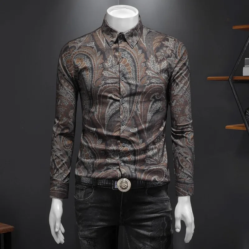 Модная рубашка с длинным рукавом с принтом в стиле ретро, осенняя коллекция, мужской повседневный топ, молодежный стиль, удобная повседневная рубашка 
Модная рубашка с длинным рукавом с принтом в стиле ретро, осенняя коллекция, мужской повседневный топ, молодежный стиль, удобная повседневная рубашка