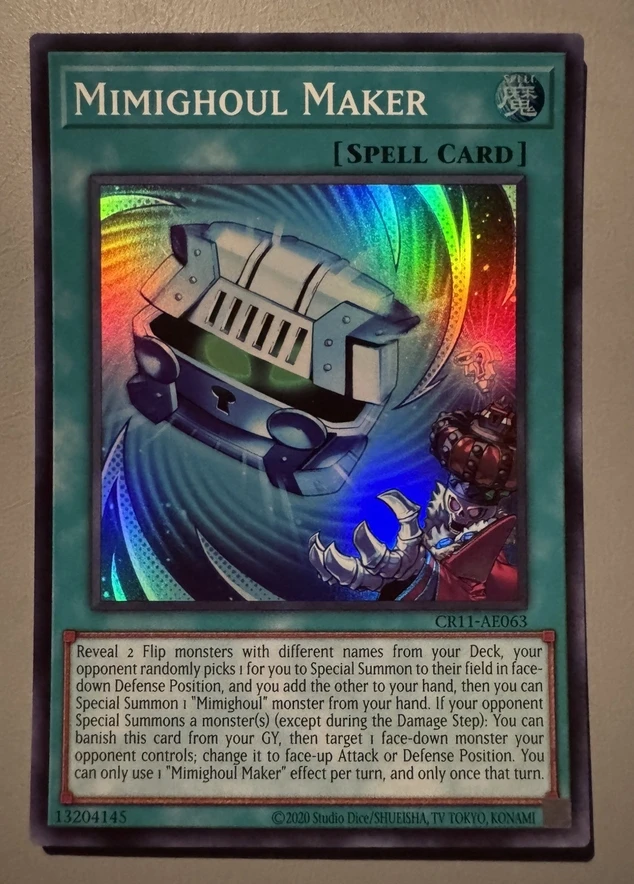 Yugioh KONAMI Duel Monsters CR11-AE063 Mimighoul Maker Super Rare Asian English Collection Mint Card
Yugioh KONAMI Duel Monsters CR11-AE063 Mimighoul Maker Super Rare Asian English Collection Mint Card