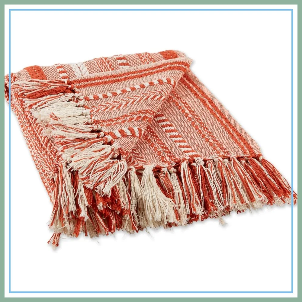 Braided Striped Decorative Throw Blanket 50x60, Vintage Orange/Red
Braided Striped Decorative Throw Blanket 50x60, Vintage Orange/Red