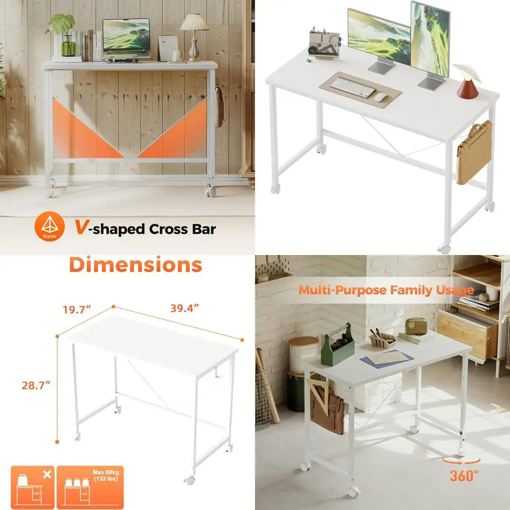 Compact Rolling Desk on Wheels for Gaming and Home Office, Modern Style Table for Small Spaces
Compact Rolling Desk on Wheels for Gaming and Home Office, Modern Style Table for Small Spaces