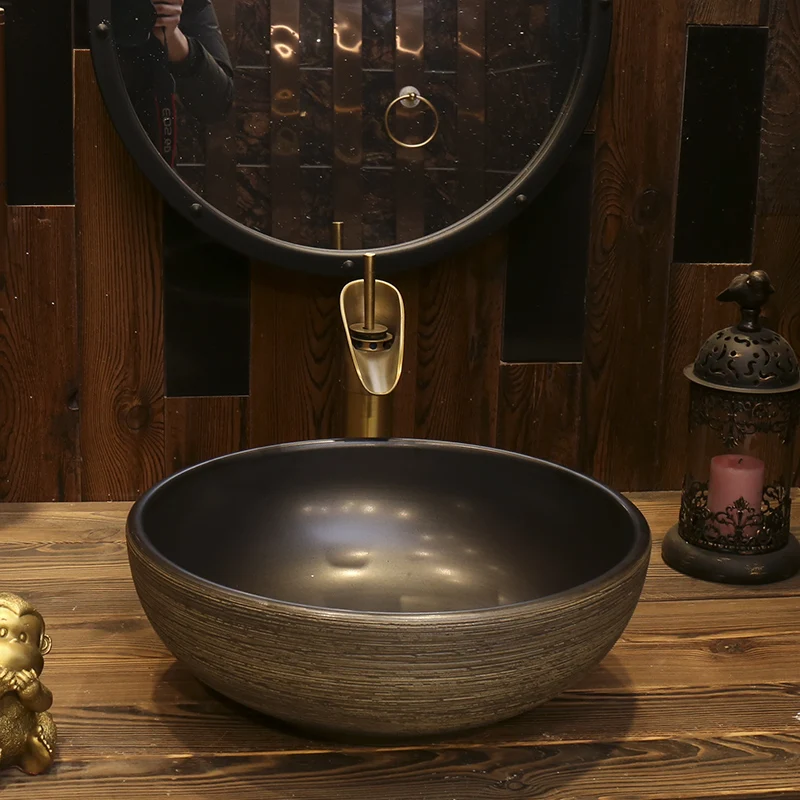 Бытовая керамическая столешница, круглая художественная умывальник, маленькая 
Бытовая керамическая столешница, круглая художественная умывальник, маленькая