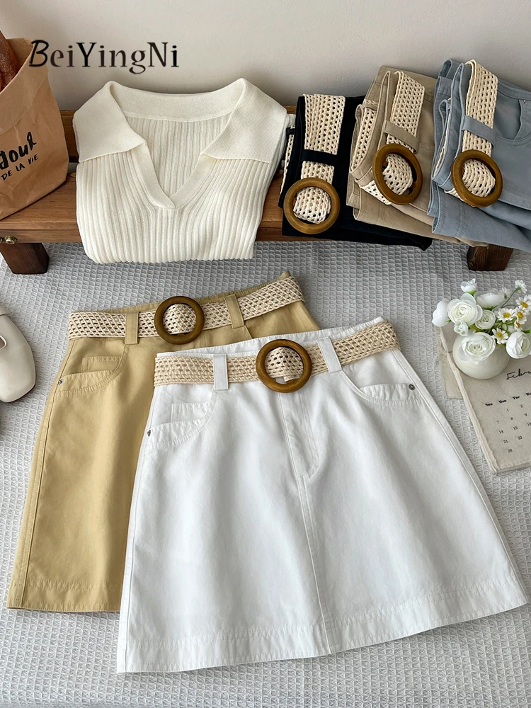 Beiyingni New In Summer 2025 Short Skirts for Women Sashes Casual Slim Elegant A-line Mini Skirt Woman's Leisure Khaki Faldas
Beiyingni New In Summer 2025 Short Skirts for Women Sashes Casual Slim Elegant A-line Mini Skirt Woman's Leisure Khaki Faldas