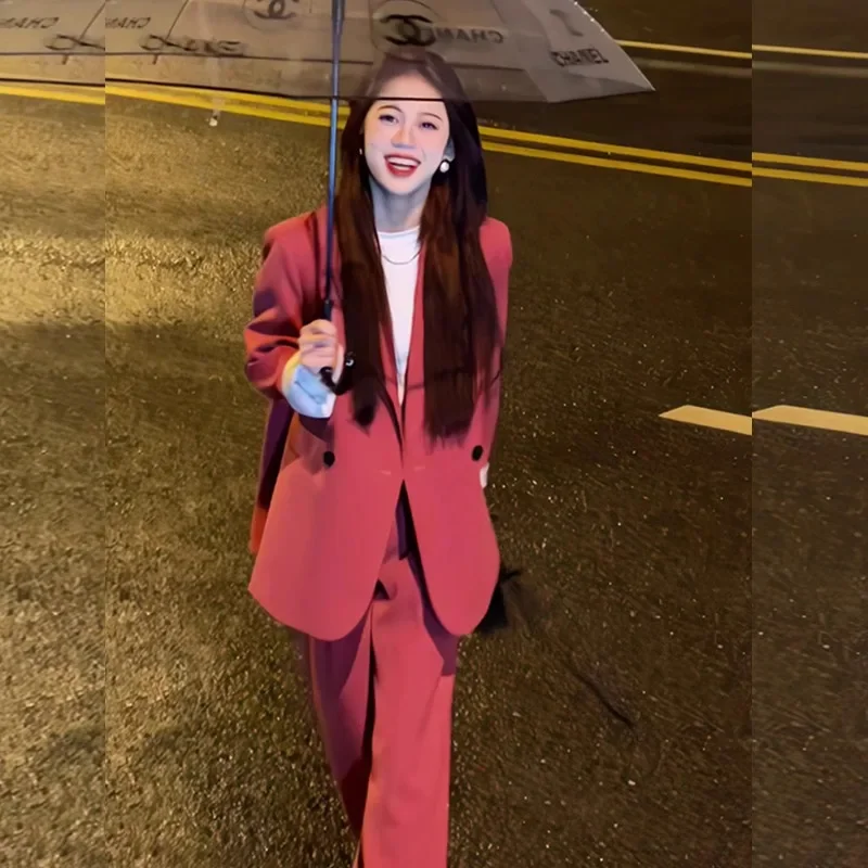 Sweet Hot Girl Suit Women's Autumn Loose Tailored Jacket High Waisted Straight Leg Pants Two-piece Set Fashion Female Clothes
Sweet Hot Girl Suit Women's Autumn Loose Tailored Jacket High Waisted Straight Leg Pants Two-piece Set Fashion Female Clothes