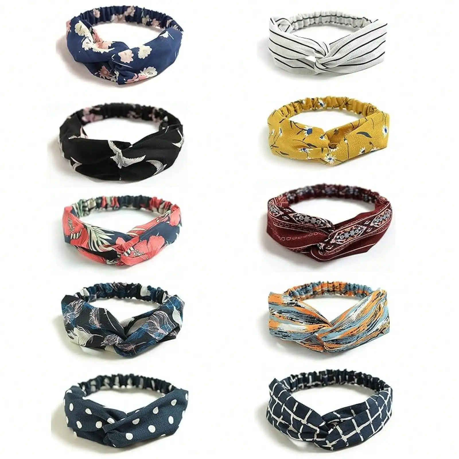 10 Pack Boho Headbands Women Vintage Elastic Wrap Hair Accessories, Style VX2V
10 Pack Boho Headbands Women Vintage Elastic Wrap Hair Accessories, Style VX2V