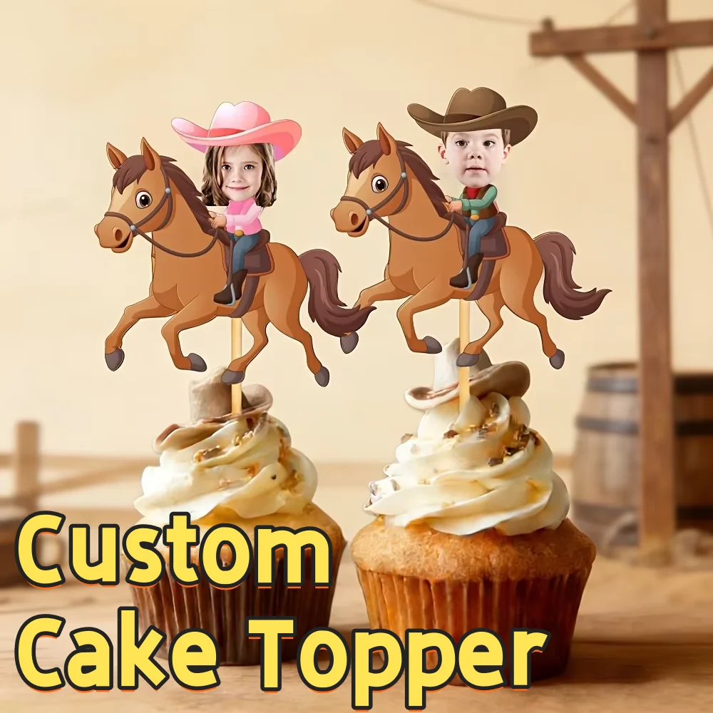 Personalized cowboy cake topper, with a custom face photo, suitable for boy and girl cowboy-themed birthday party celebration
Personalized cowboy cake topper, with a custom face photo, suitable for boy and girl cowboy-themed birthday party celebration