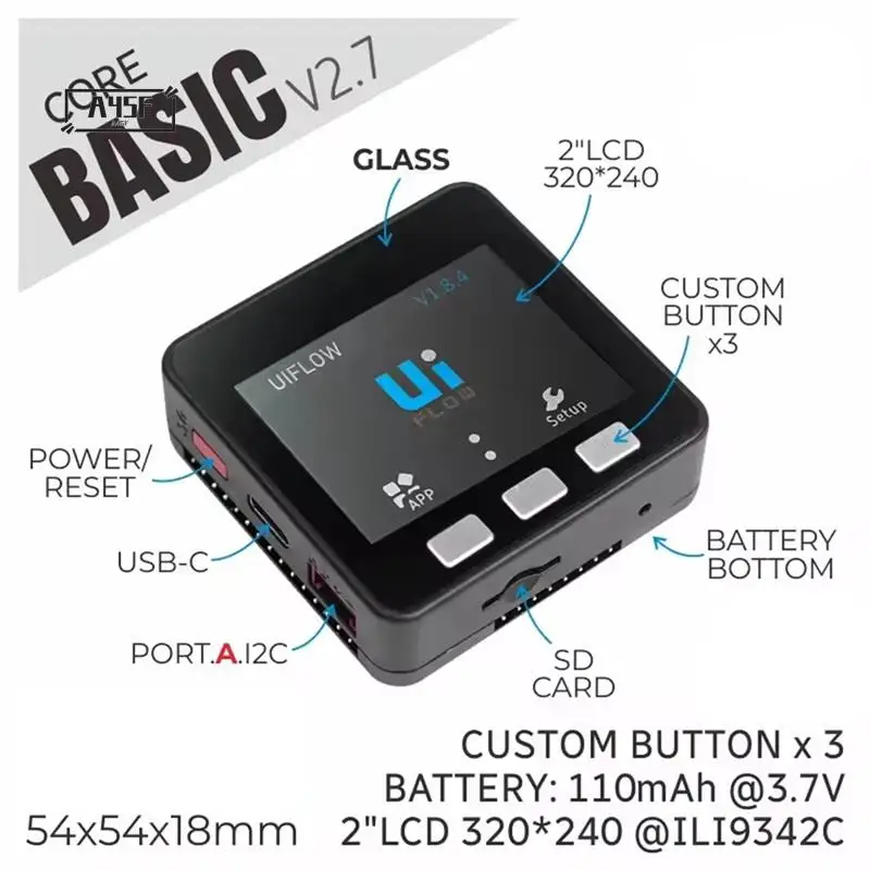 A45F-Esp32 Basic Core Lot Development Kit V2.7 2-Inch Full-Color HD Ips Display Built-In Speaker Tf Card Slot
A45F-Esp32 Basic Core Lot Development Kit V2.7 2-Inch Full-Color HD Ips Display Built-In Speaker Tf Card Slot