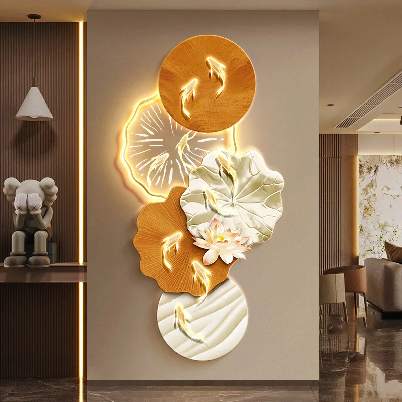 Nine Fish Picture Entrance Decoration Painting Lotus Leaf Flower Home Hanging Painting with Light High Grade Luminous Mural Pain
Nine Fish Picture Entrance Decoration Painting Lotus Leaf Flower Home Hanging Painting with Light High Grade Luminous Mural Pain